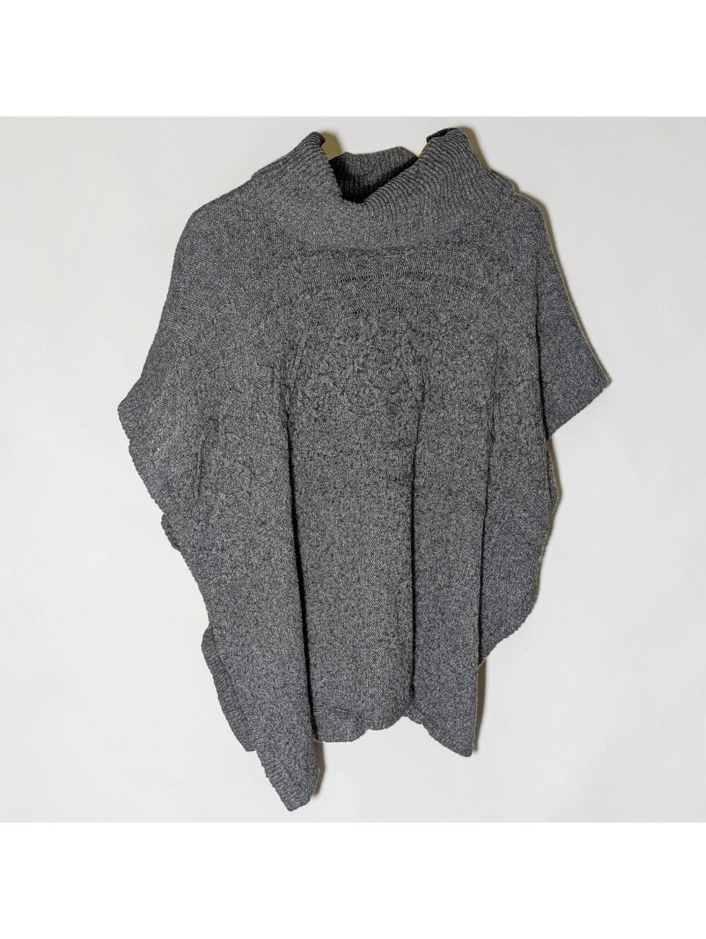 Reitmans S Womens Knit Poncho Cowl Neck Cable Textured Shawl